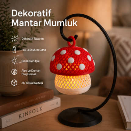 El Yapımı Mantar Dekoratif LED Mumluk